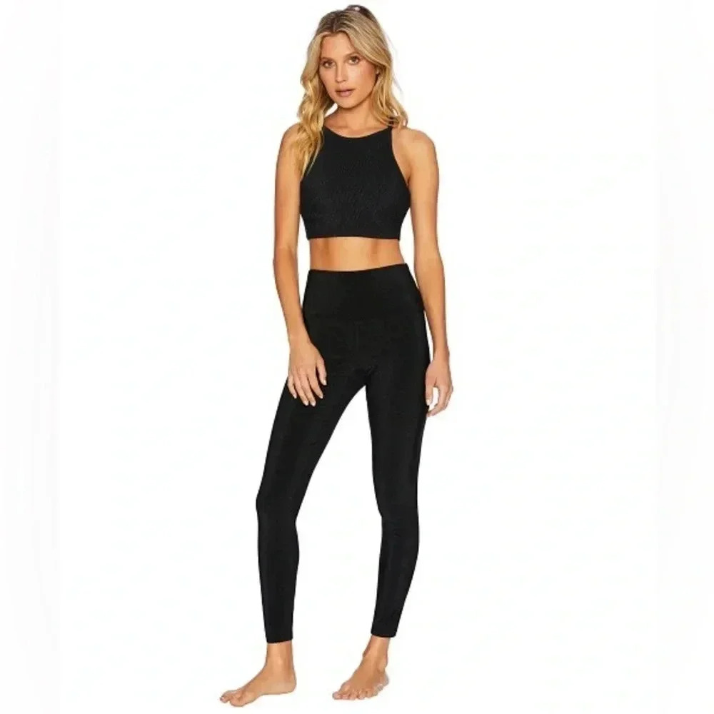 BEACH RIOT SPORT Glitter Ayla Legging Black Glitter Large Workout Yoga Running - Picture 3 of 7
